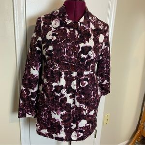 Like New Ambition Floral Plum/White Blazer Jacket Button Over Front